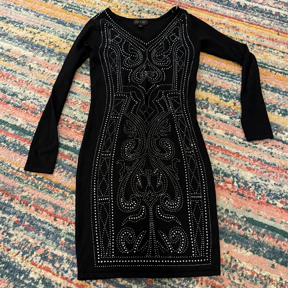Say What Bedazzled Body Con Dress